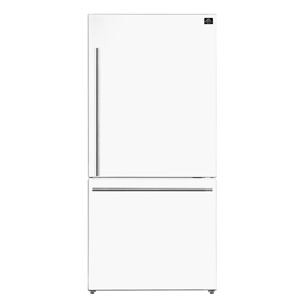 31 17.2 cu. ft. Refrigerator and Bottom Freezer in White with Silver Handles B74005