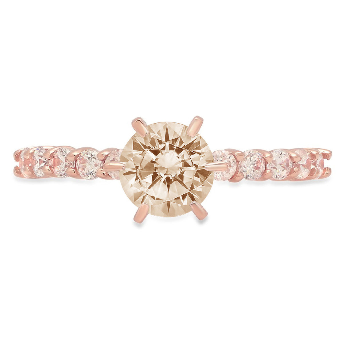 18k Rose Gold Simulated Diamond Engagement Ring I88820