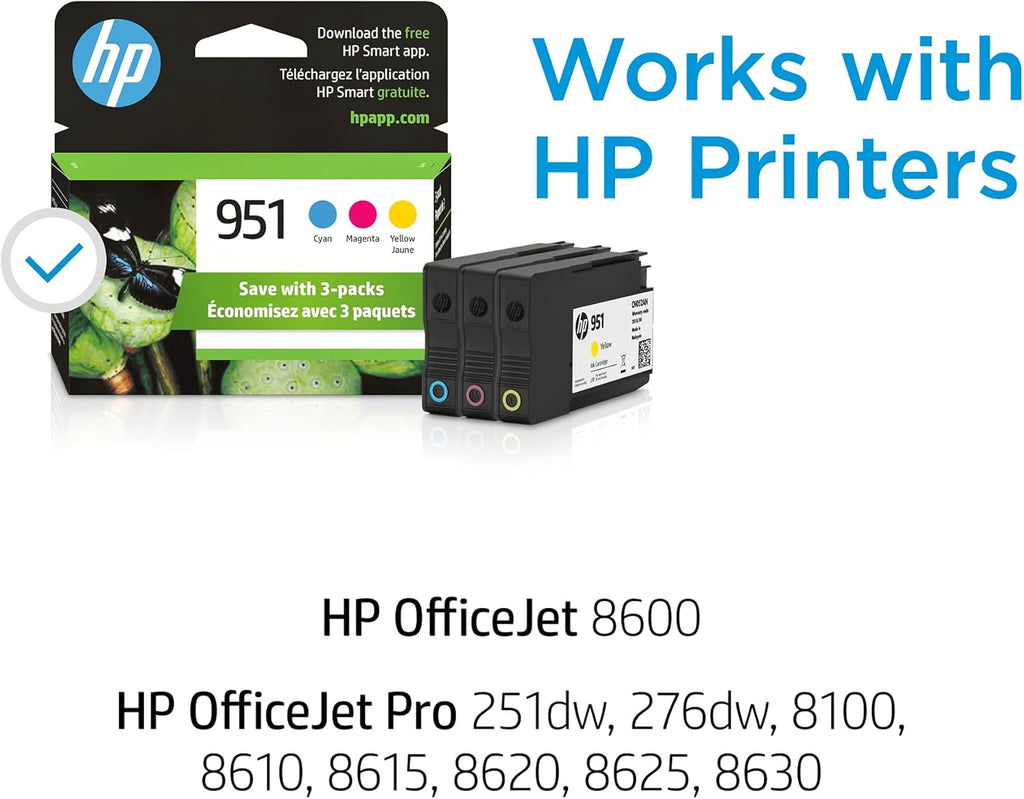 HP 951 Cyan, Magenta, Yellow Ink Cartridges (3-pack) E190