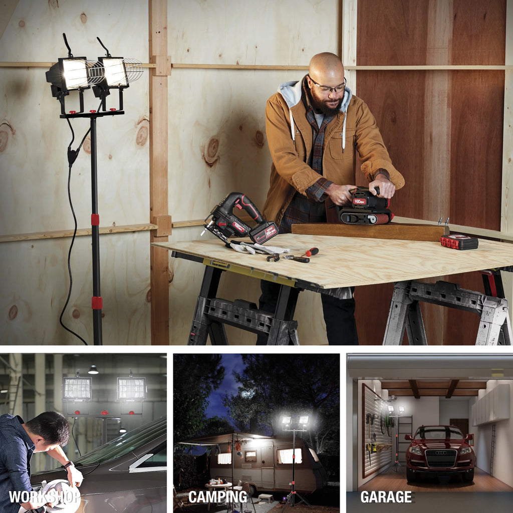 1000W Halogen 2 Light Tripod Mounted Portable Work Light C502517