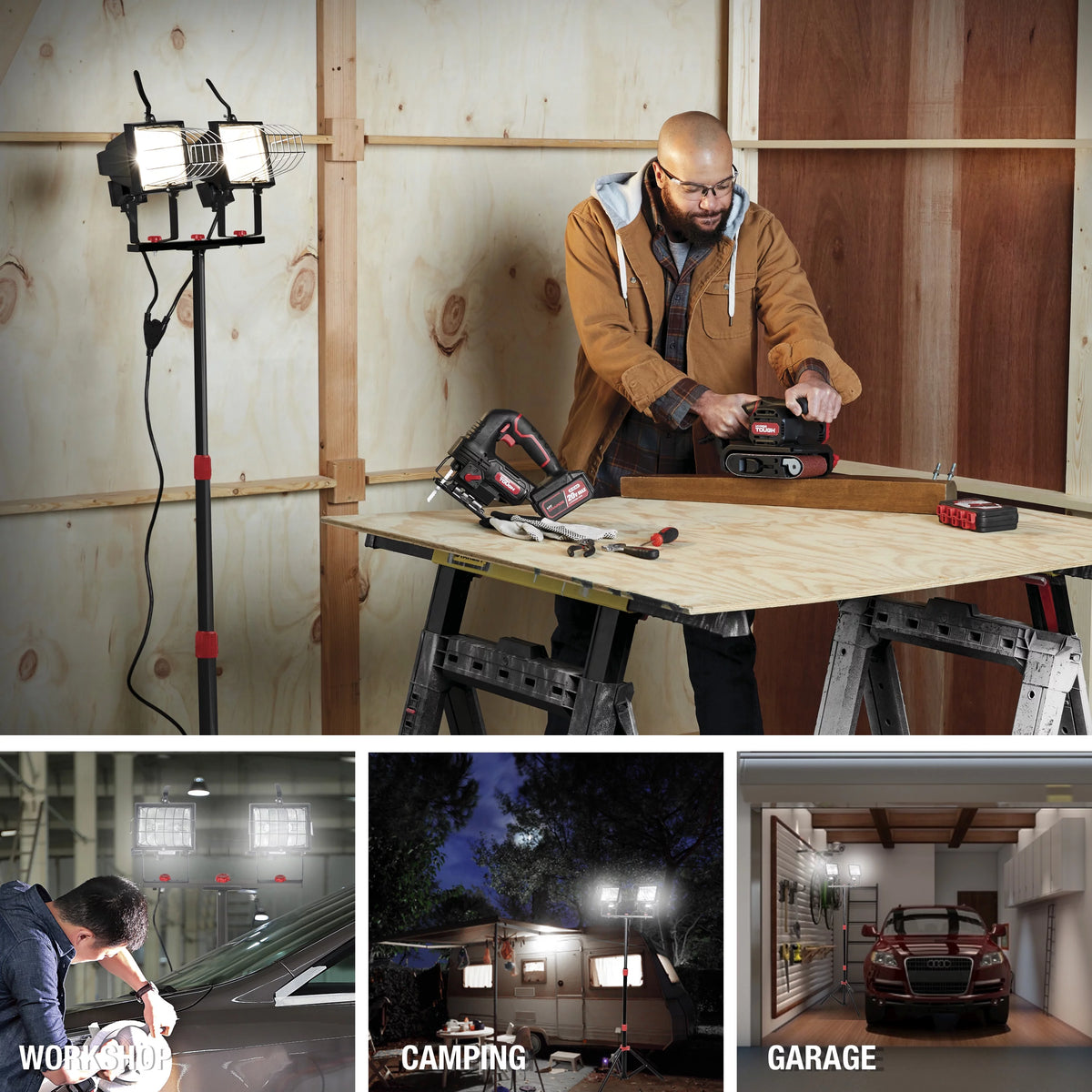 1000W Halogen 2 Light Tripod Mounted Portable Work Light C502517