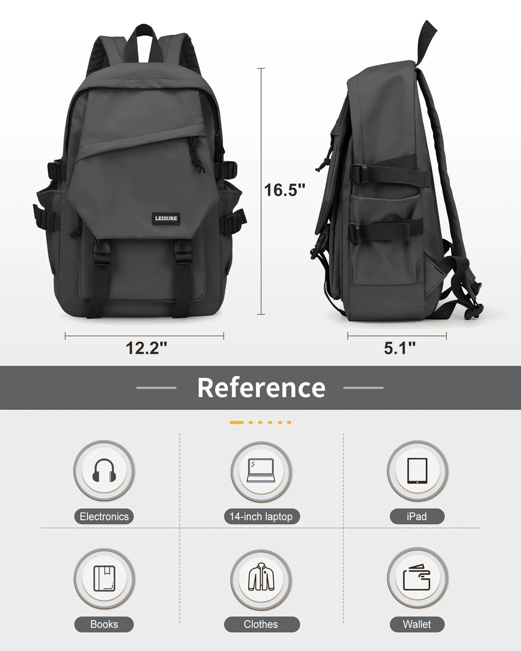 Waterproof Black Laptop Backpack Z709