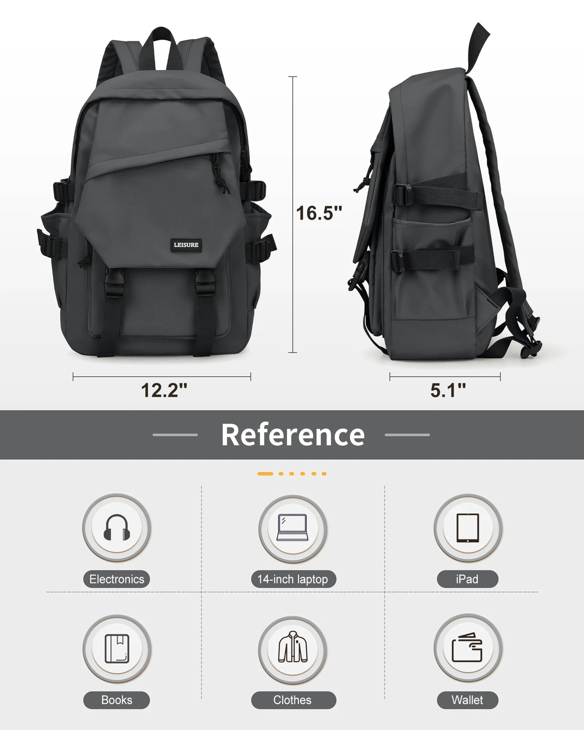 Waterproof Black Laptop Backpack Z709