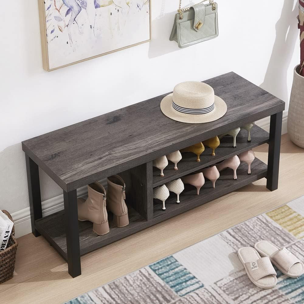 Grey Rustic Storage Bench S2899