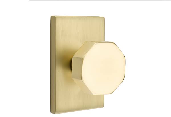 Satin Brass Octagon Knob Privacy Set Q71090