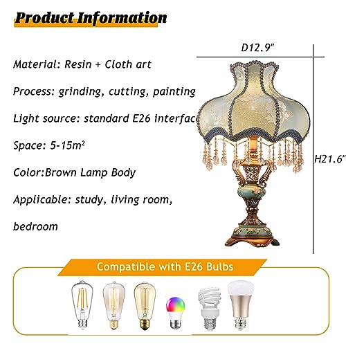 European Table Lamp Victorian Desk Lamp Handmade Fabric Lampshade Resin Lamp Body V217491