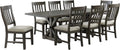Gray 8 Piece Extendable Dining Set with 8 Upholstered Chairs C680