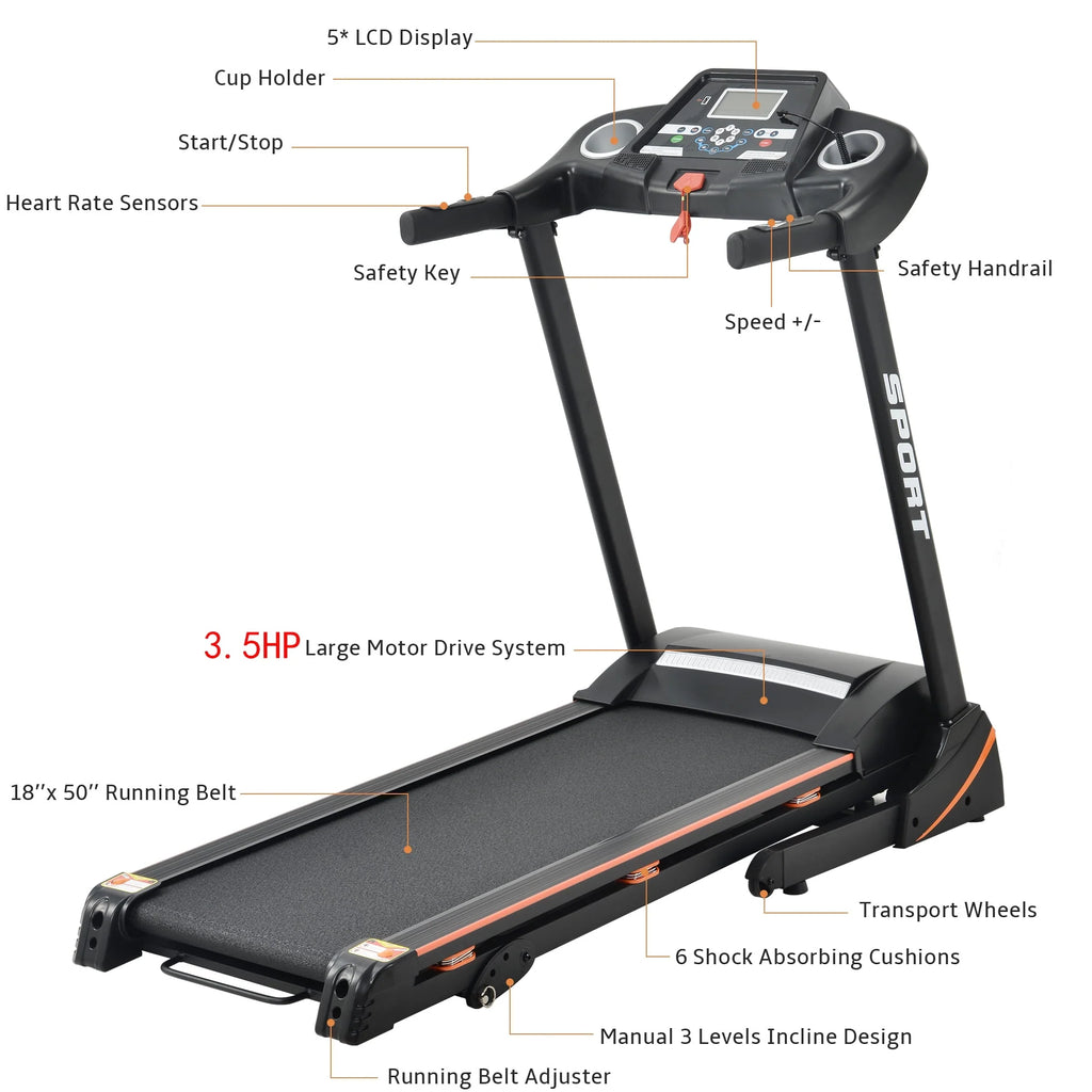 Folding 3.5HP Treadmill with Incline Z16677
