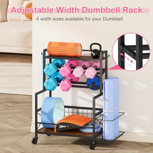 Adjustable Dumbbell Rack with Wheels and Hooks B592