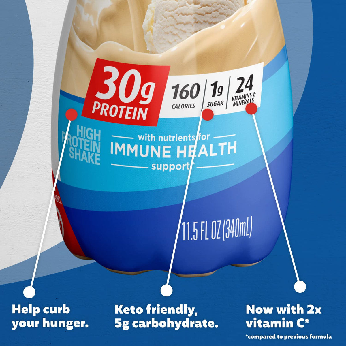 Vanilla Protein Shake, 30g Protein, 1g Sugar, 11.5 fl oz G198093