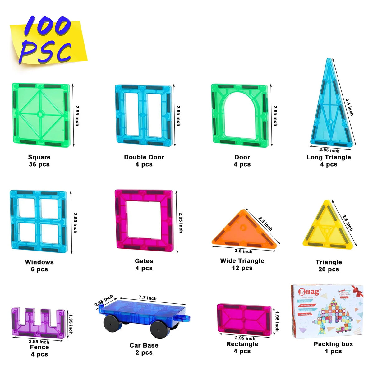 120 Pcs 3D Color Magnet Building Tiles Set Q2874