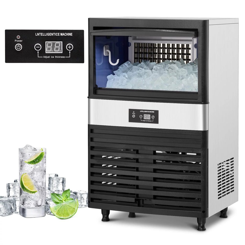 Commercial Stainless Steel Ice Maker Machine with 33lbs Ice Storage K859