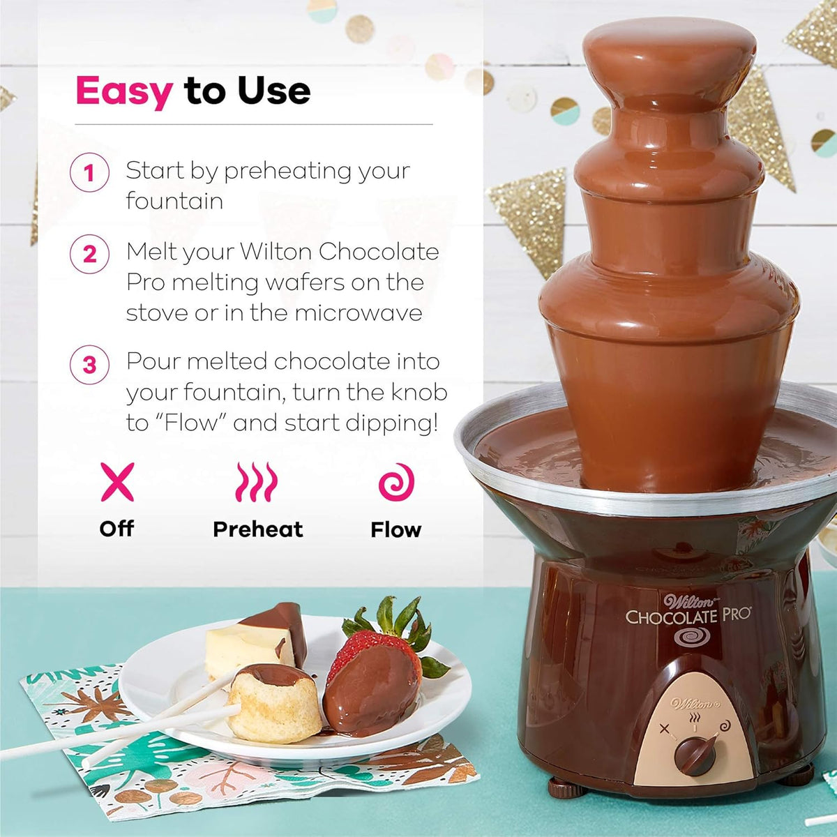 Chocolate Fountain, 3-Tier, 16-Inches Tall, 4-lb Capacity M35461