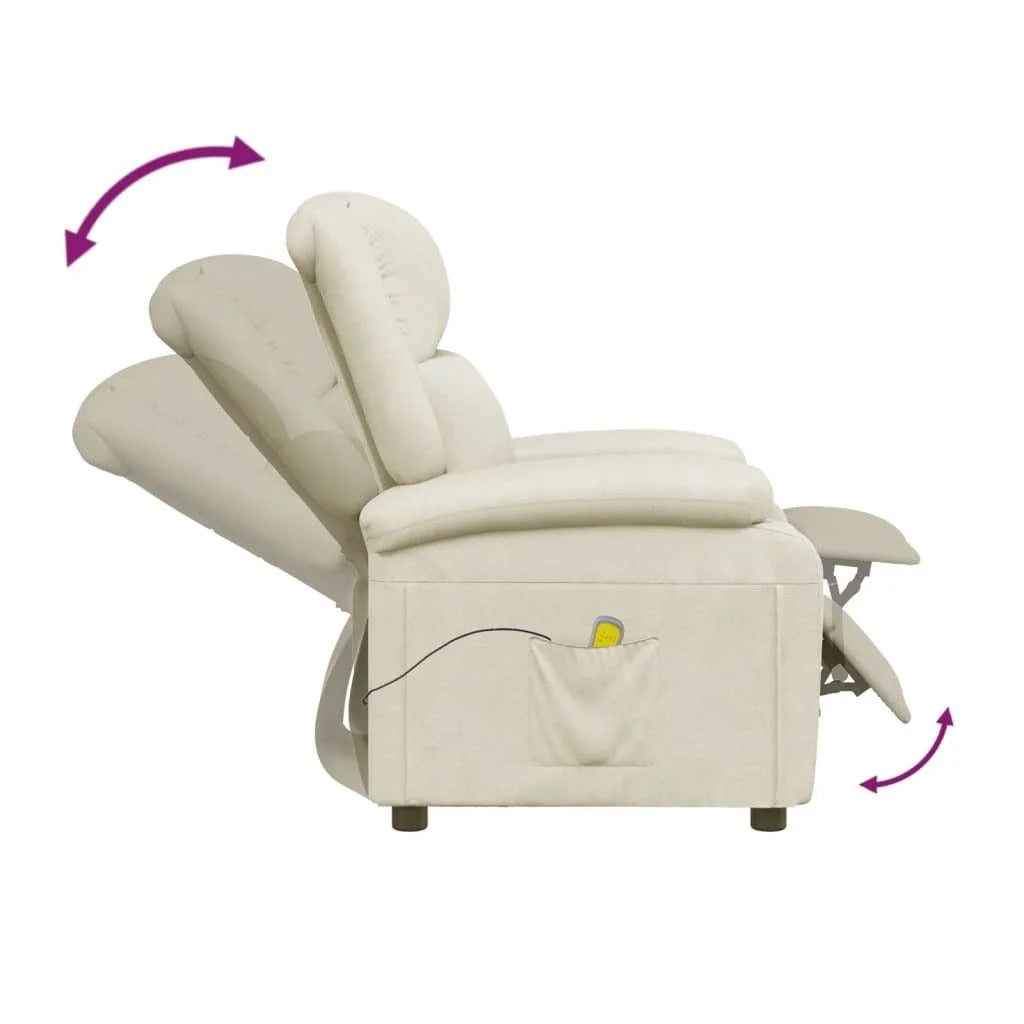 Cream White Faux Leather Massage Chair S23099