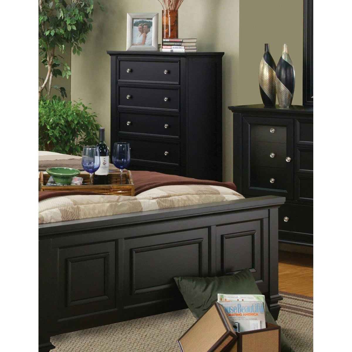 Black 5 Drawer Chest U7786