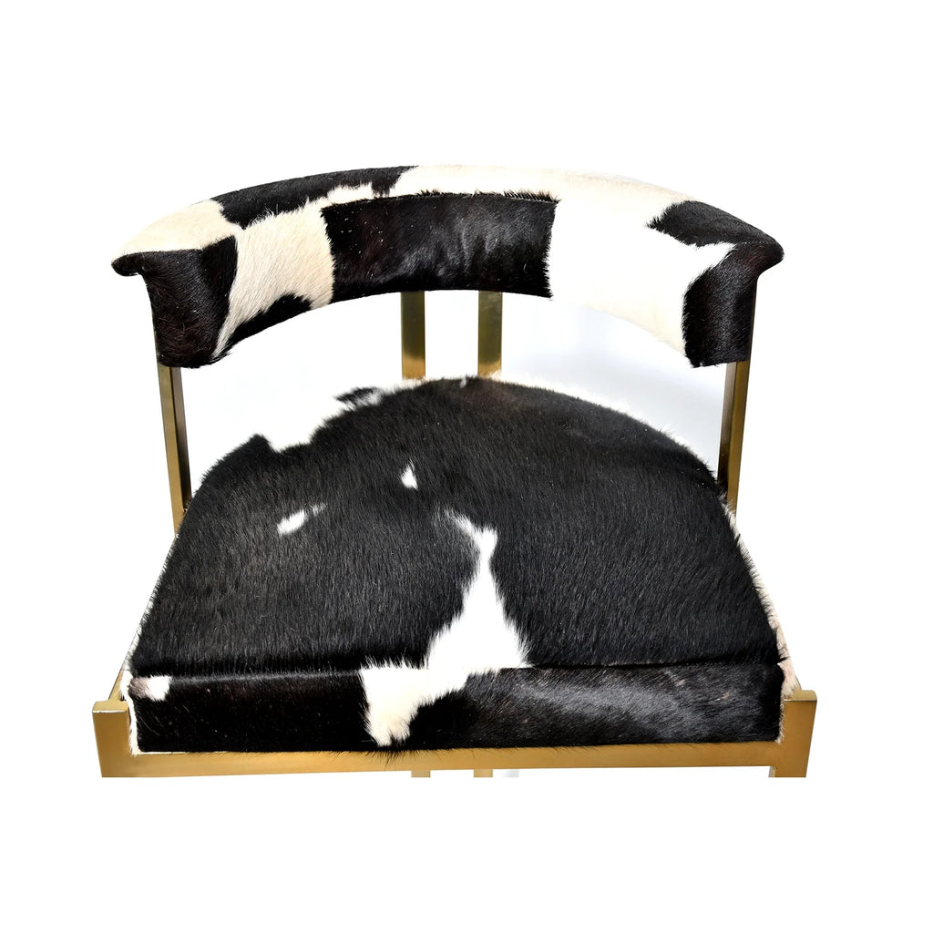 Gold Stainless Steel Chair with Black and White Leather Seat U837489