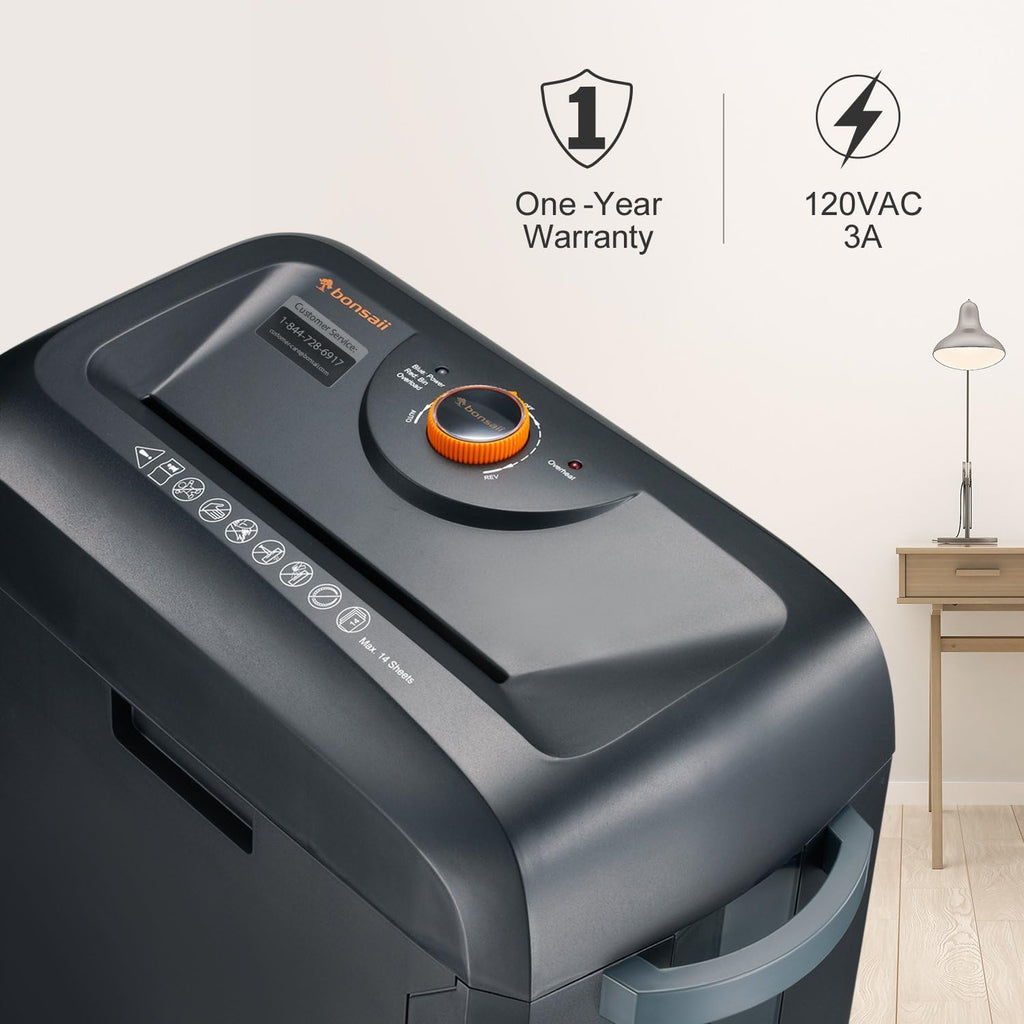14-Sheet Cross-Cut Heavy Duty Paper and Credit Card Shredder with 5 Gallons Pullout Basket W46132