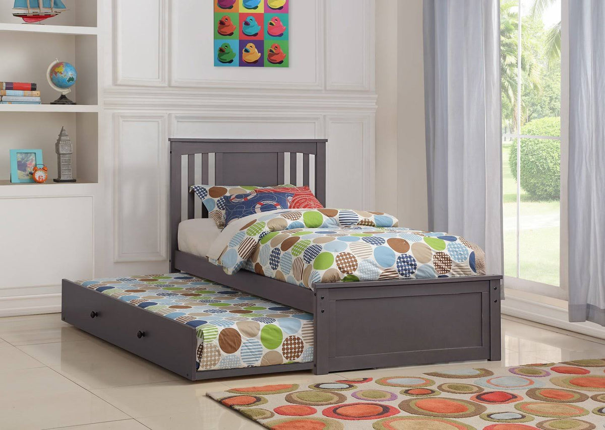 Twin Princeton Bed with Trundle Slate Grey Finish I99491