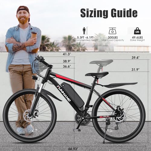 26" Electric Mountain Bike with 48V 374.4WH Battery, 21 Speed B121