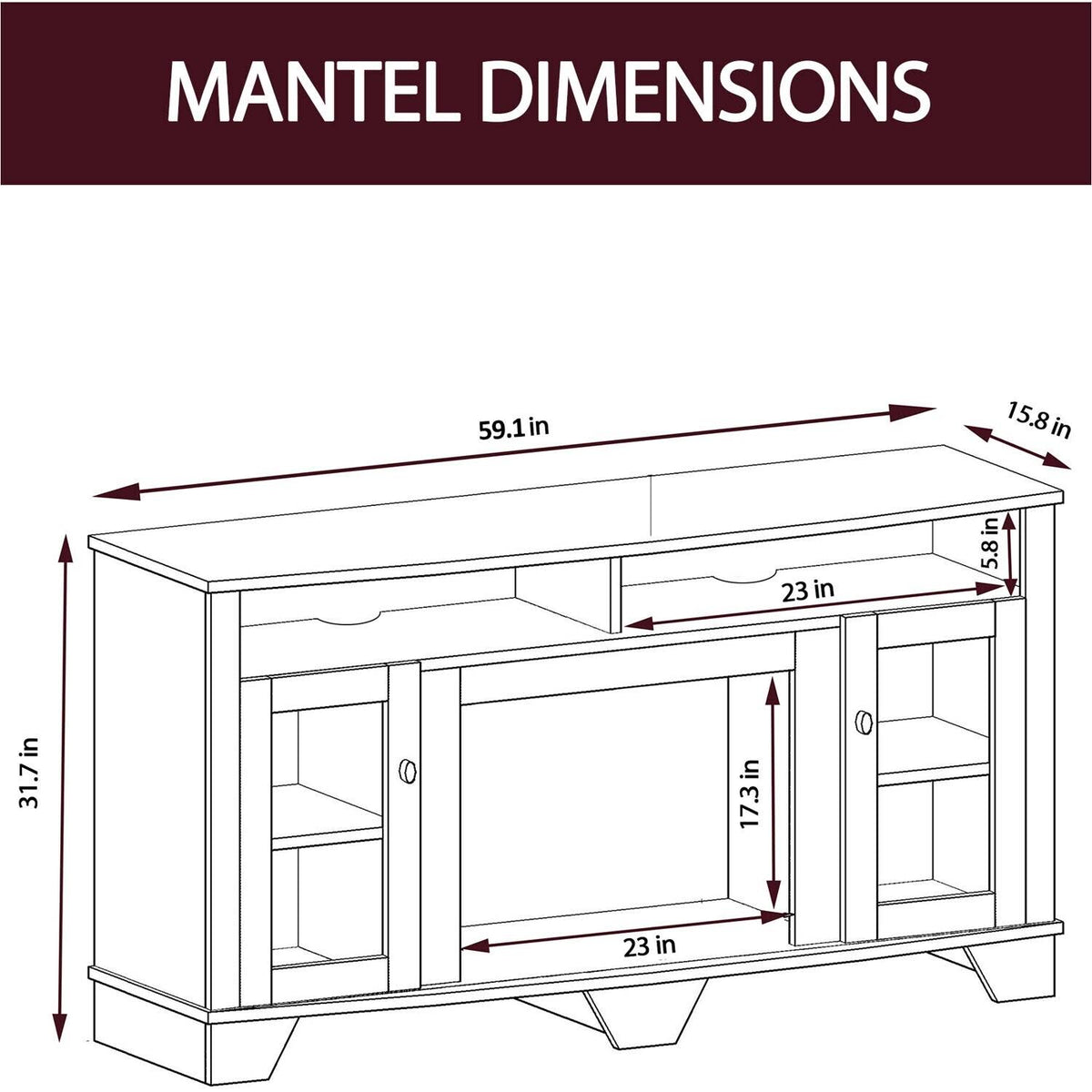 Cherry Electric Fireplace with Entertainment Stand R158533