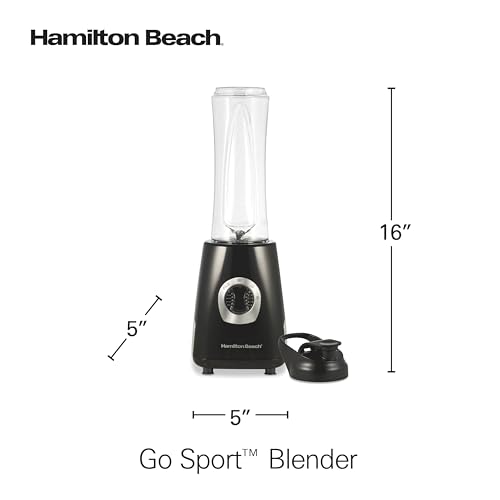 Portable Blender with 20 Oz Travel Jar, 600 Watt Motor and Stainless Steel Blades, Black Q25440