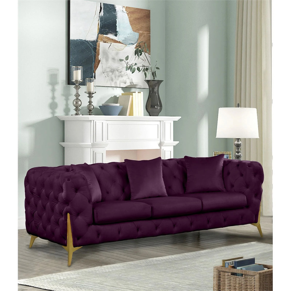 Purple Velvet Sofa L5235