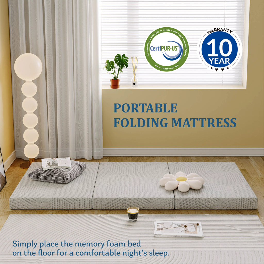 4 inch Tri Folding Memory Foam Mattress A427637
