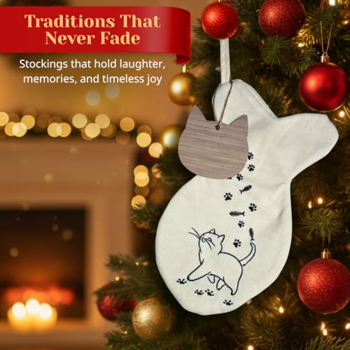 Cat Christmas Stocking with Paw Print Design F15638