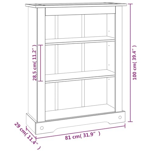 3-Tier Rustic Mexican Pinewood Bookcase N647
