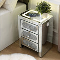 3 Drawer Mirrored Nightstand with Wireless Charging Station I3414
