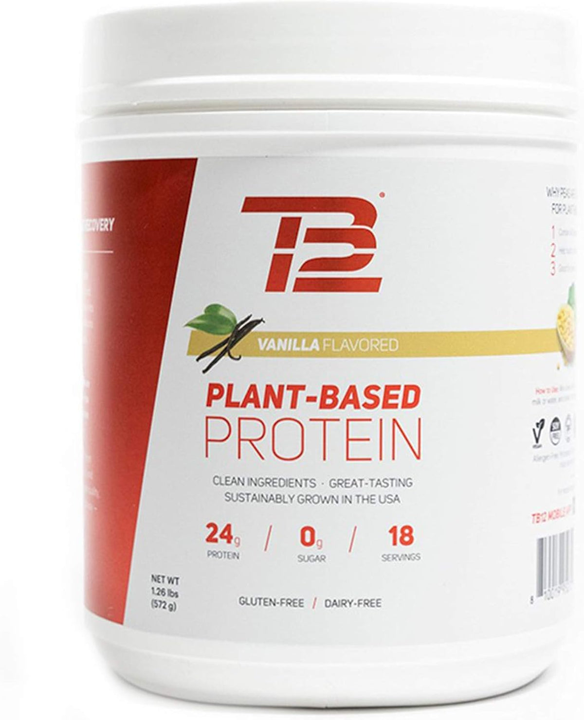Plant Based Pea Protein Powder Vanilla Vegan 18 Servings Pack of 2 U970493