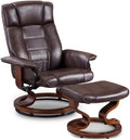 Cream White Faux Leather Swiveling Recliner Chair with Ottoman G3500