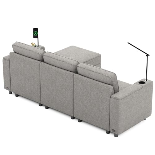 Modular Sectional Sleep Sofa with Storage and LED Light W3895
