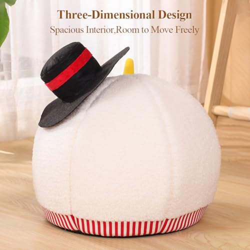 Snowman-Shaped Enclosed Cat Bed Cave with Washable Mat W855665