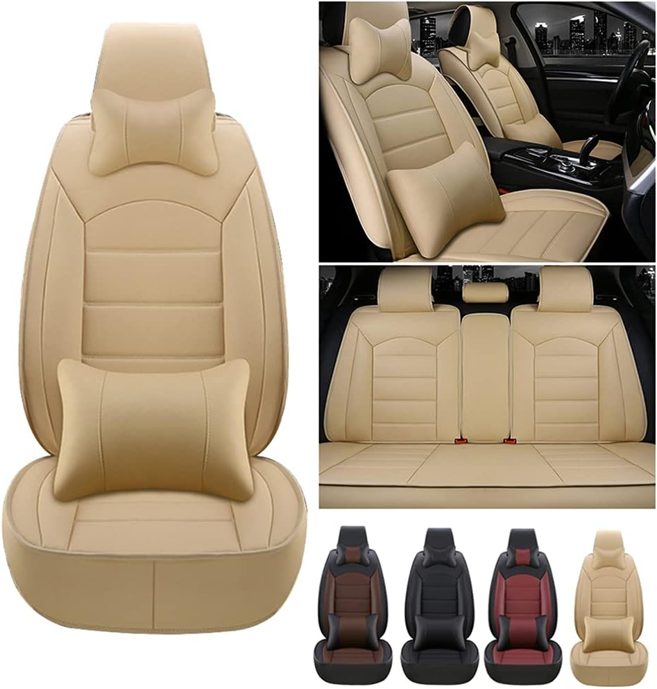 Beige PU Leather Car Seat Covers I475295