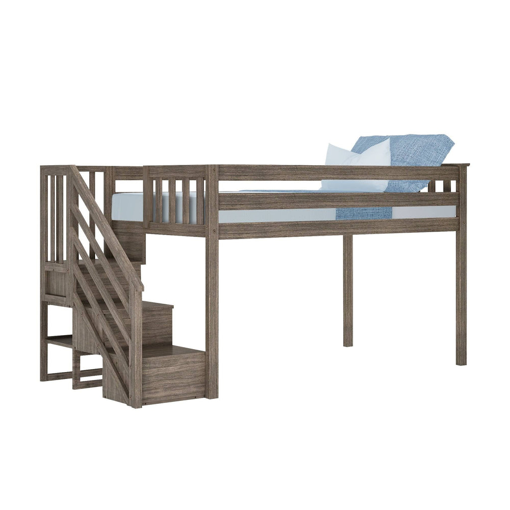 Twin-size Low Loft with Stairs - White G813979