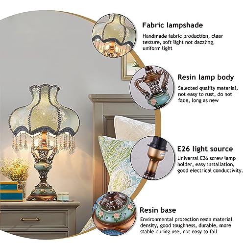 European Table Lamp Victorian Desk Lamp Handmade Fabric Lampshade Resin Lamp Body V217491