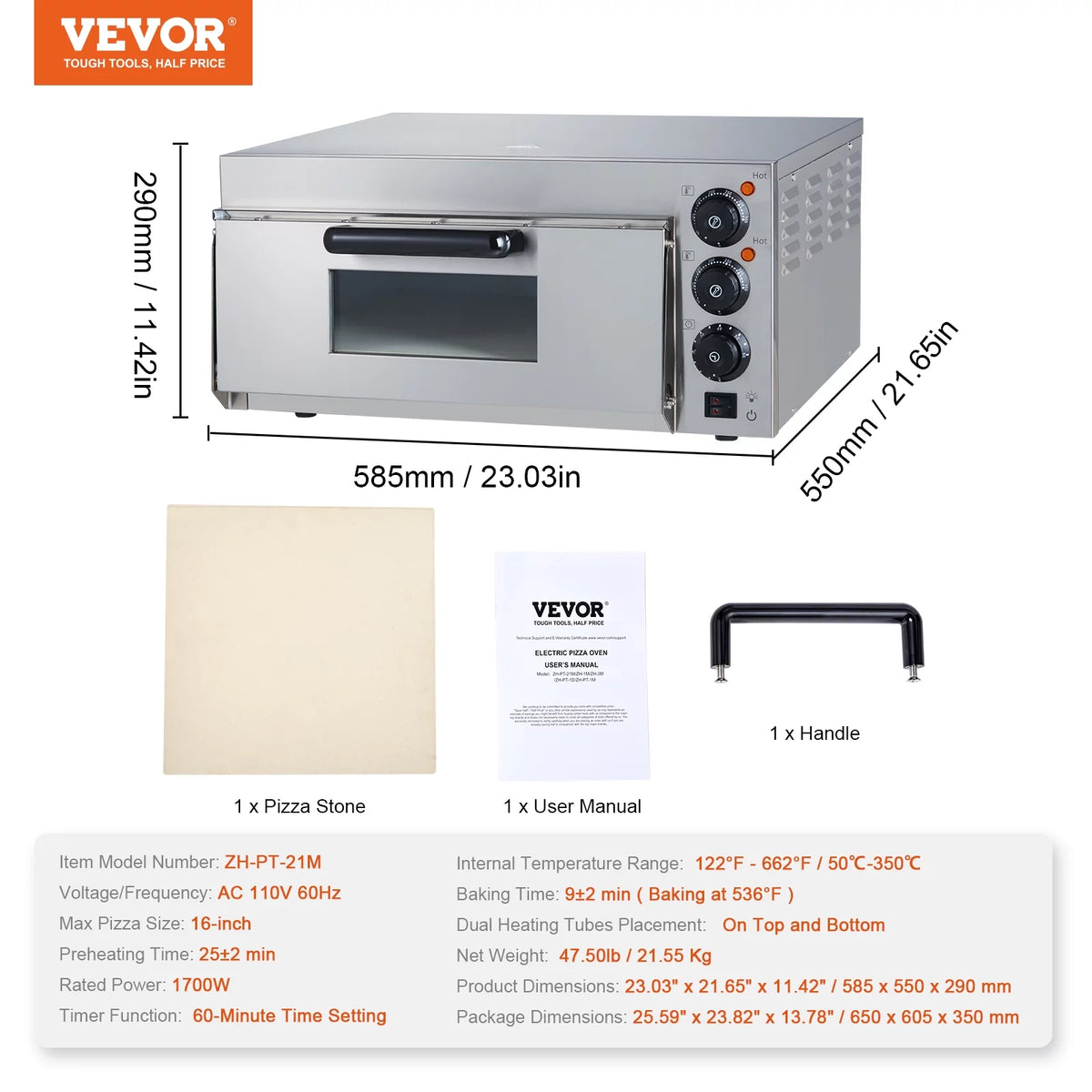 Electric Countertop Pizza Oven 16-inch 1700W T670159
