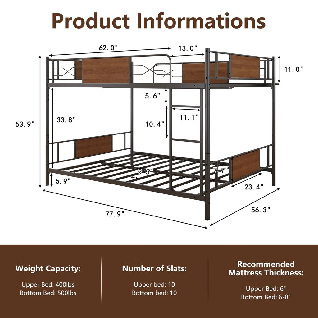 Full over Full Metal Bunk Beds Y1182