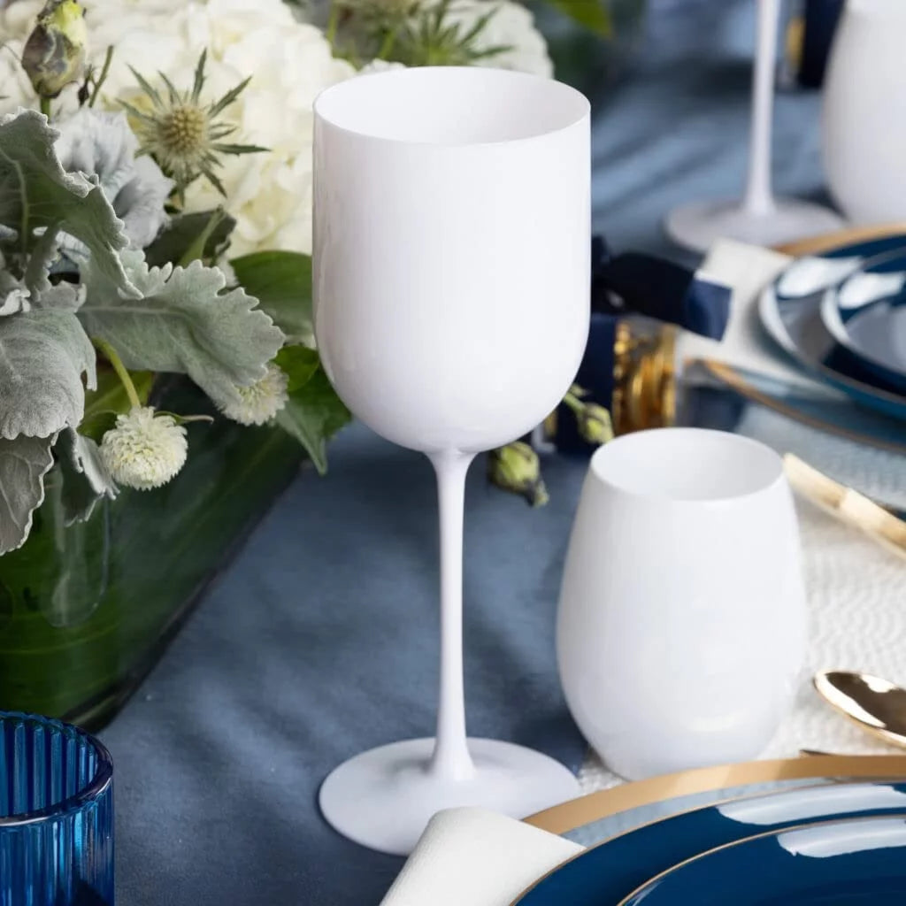 White Plastic Wine Glasses 12 oz Y816