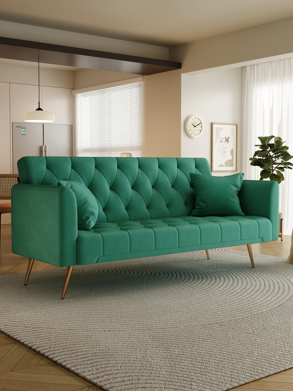 Convertible Sofa Bed Green N886