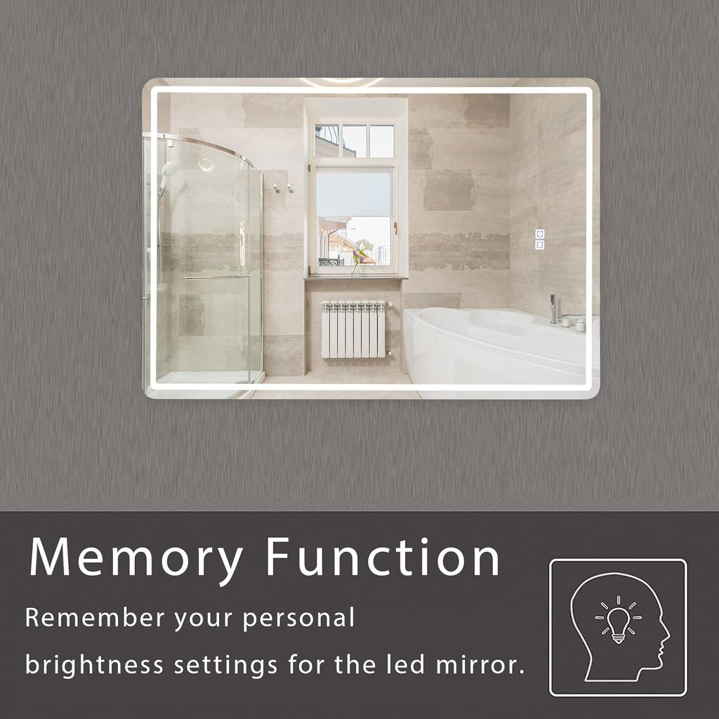 20 x 28 inch LED Bathroom Mirror, Anti-Fog Dimmable 3-Tone Lighted Vanity Mirror Q597