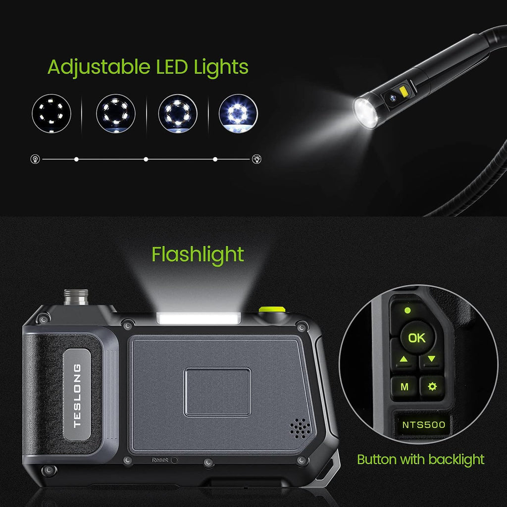 Industrial Borescope Inspection Camera with 5inch 720P HD Screen, 16.5ft E5854