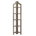 Taupe Brown 5 Shelves Corner Bookcase J6290
