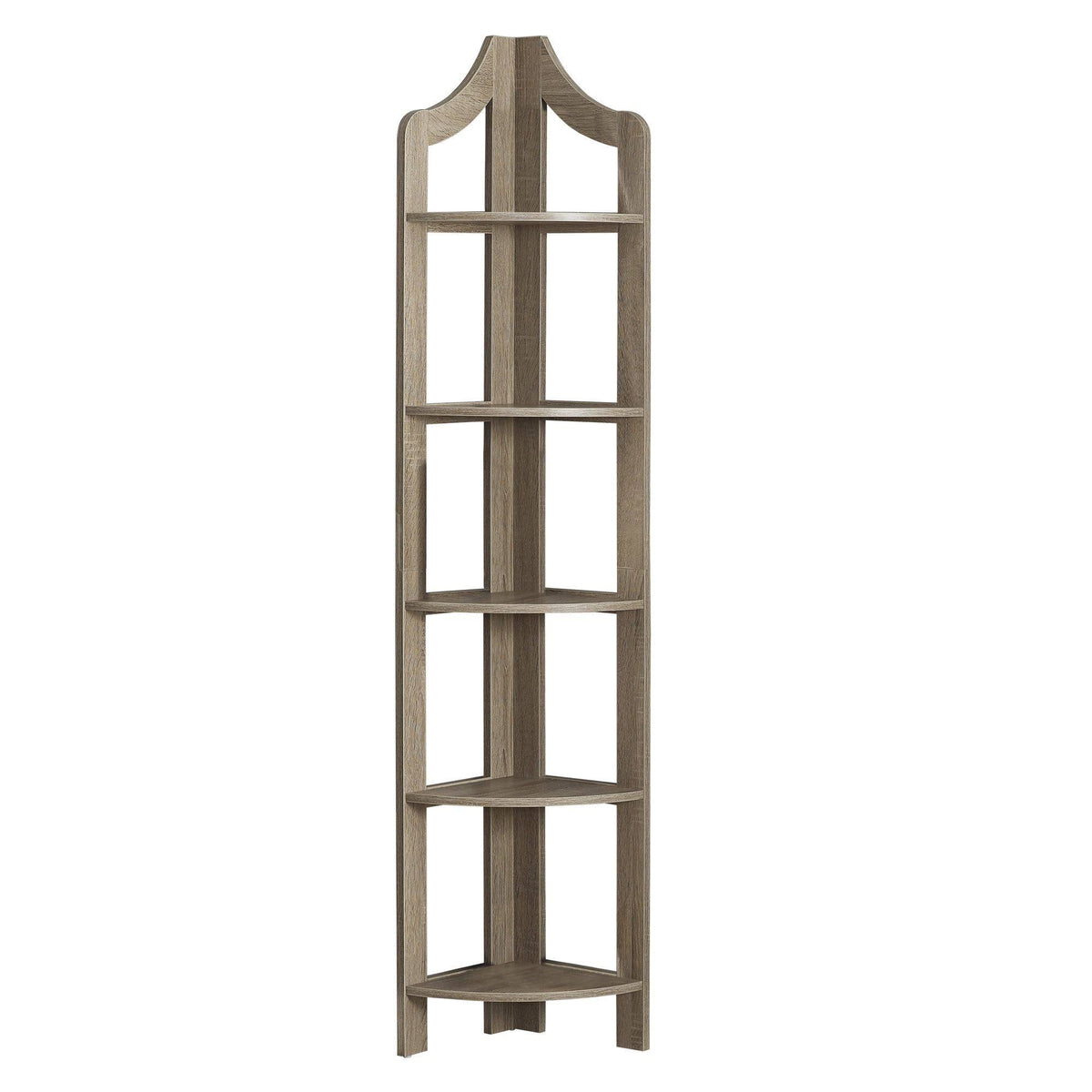 Taupe Brown 5 Shelves Corner Bookcase J6290