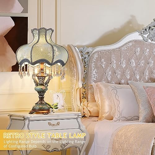 European Table Lamp Victorian Desk Lamp Handmade Fabric Lampshade Resin Lamp Body V217491