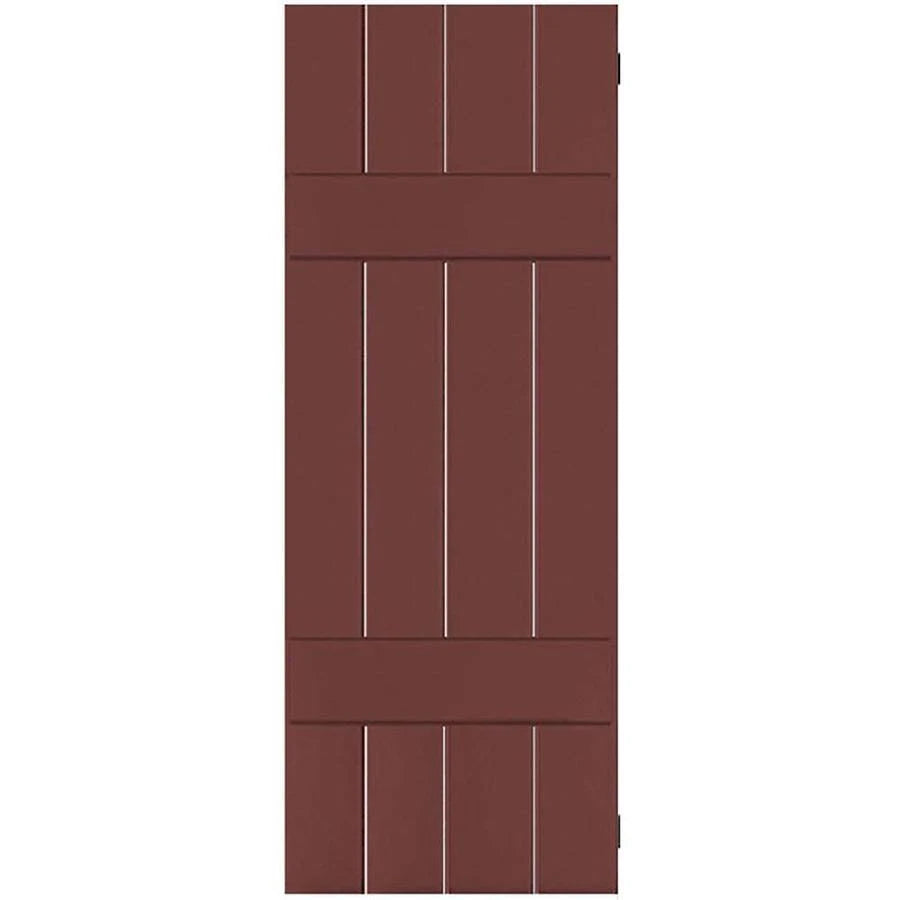 Cottage Red Exterior Wood Shutters Pair O137881