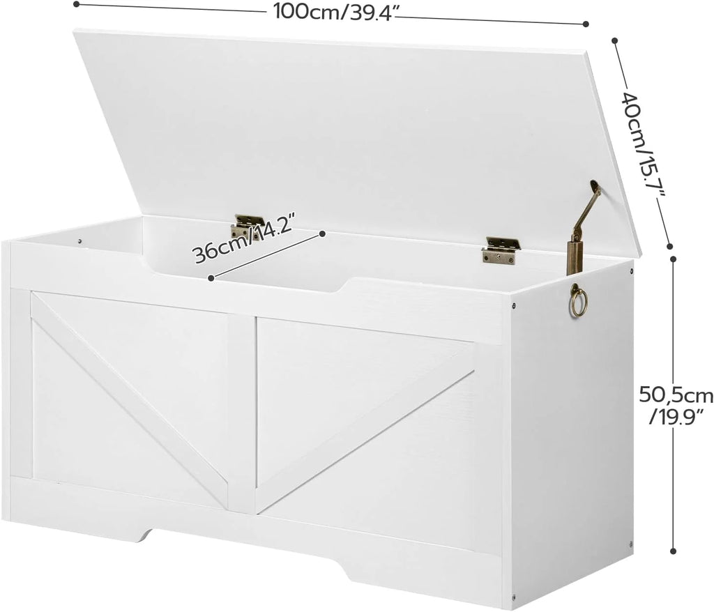 White Wooden Storage Bench S742