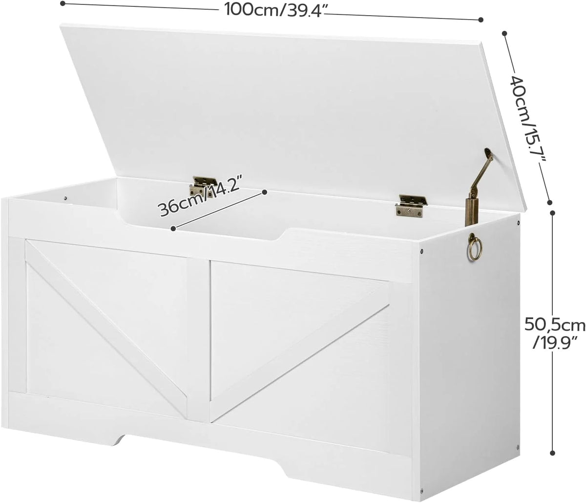 White Wooden Storage Bench S742