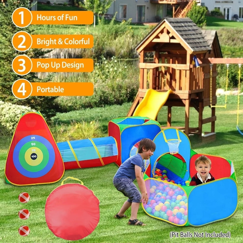5Pcs Kids Ball Pit Tents Pop Up Playhouse with 2 Crawl Tunnel & 2 Tent H824